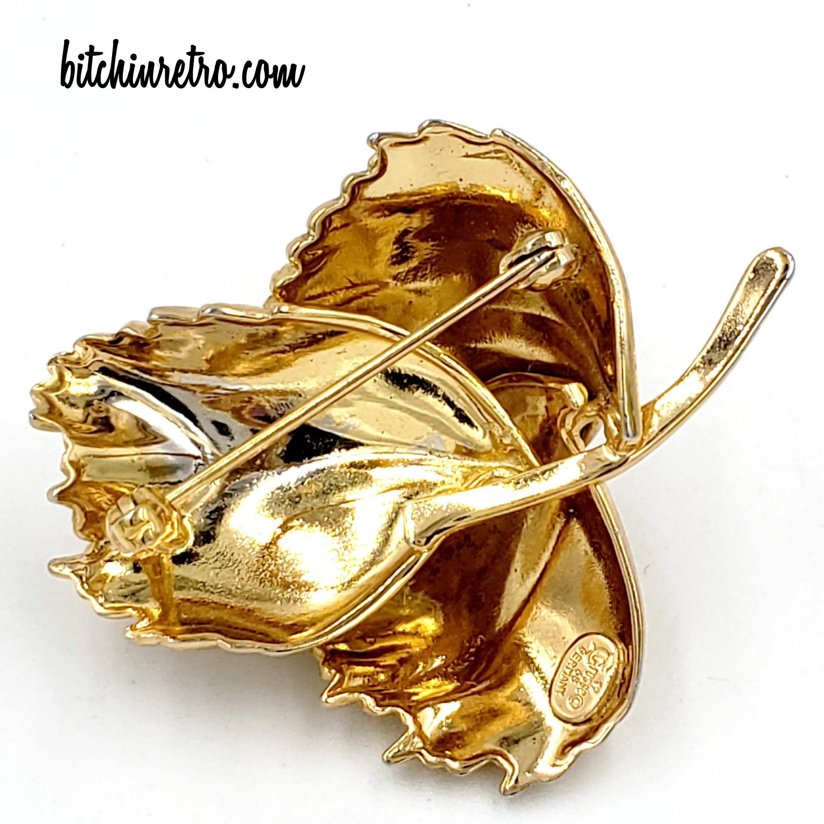 Grosse 1968 Vintage Brooch From Germany in Textured Leaf Design