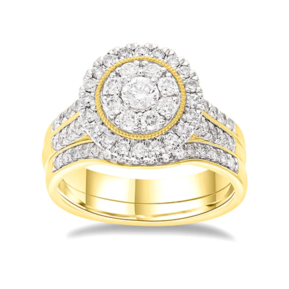 Halo Ring Set with 1.00ct of Diamonds in 9ct Yellow Gold