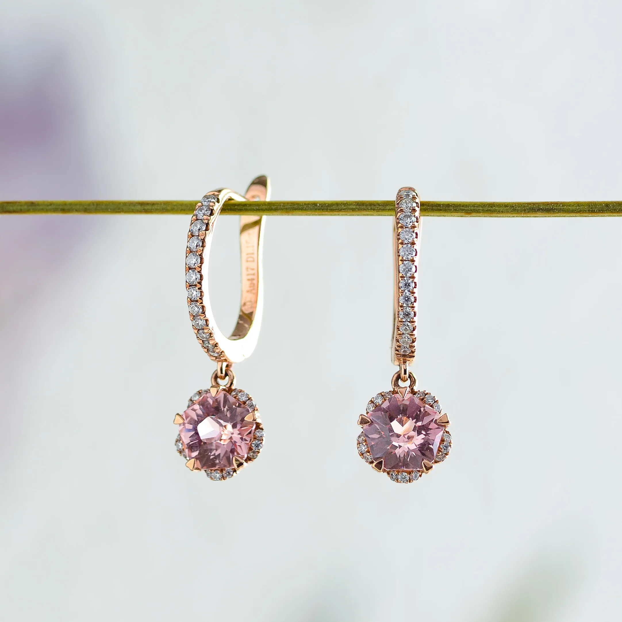 Hanaka | Cultured Rosé Sapphire Floral Drop Earrings