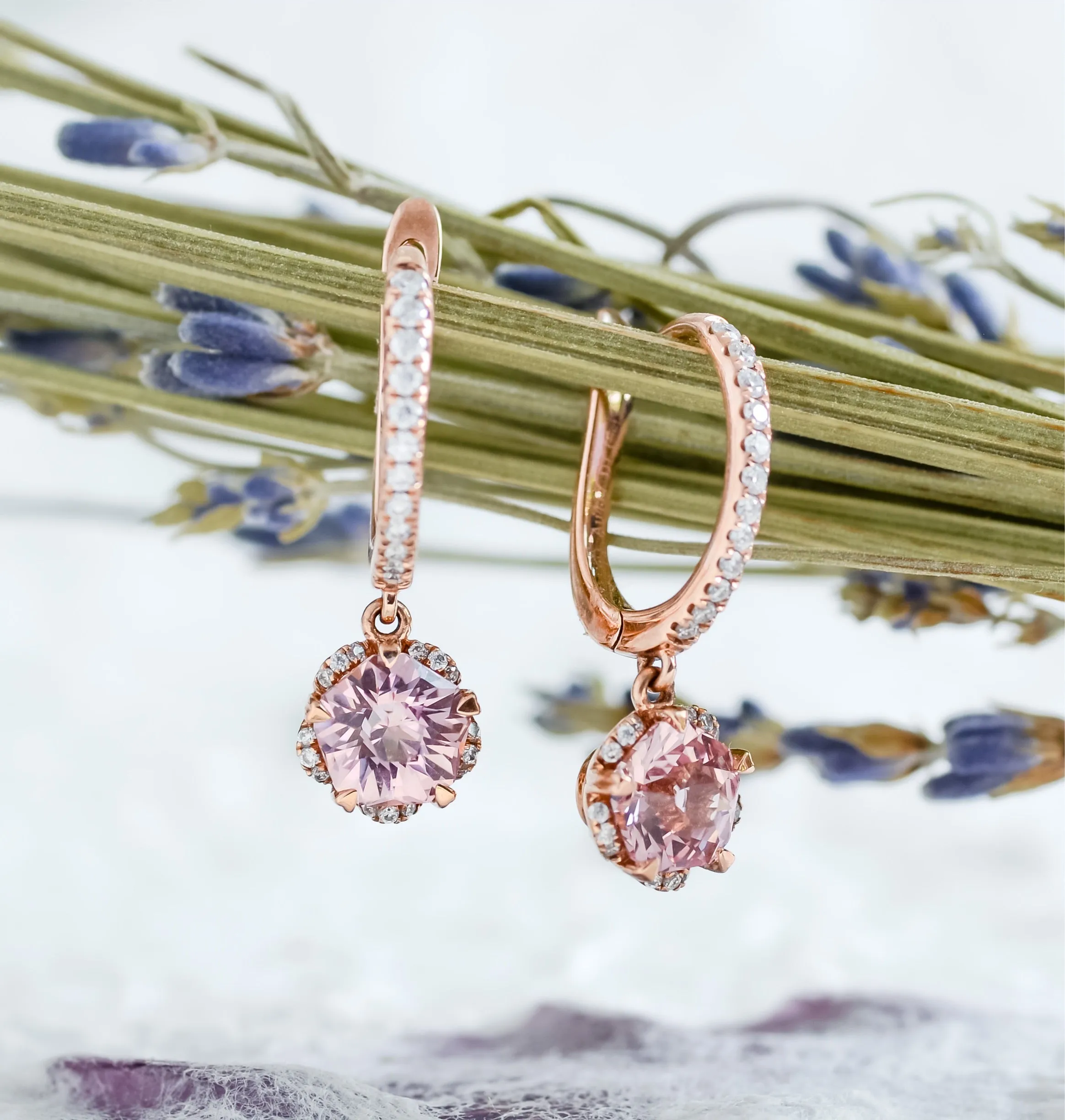 Hanaka | Cultured Rosé Sapphire Floral Drop Earrings