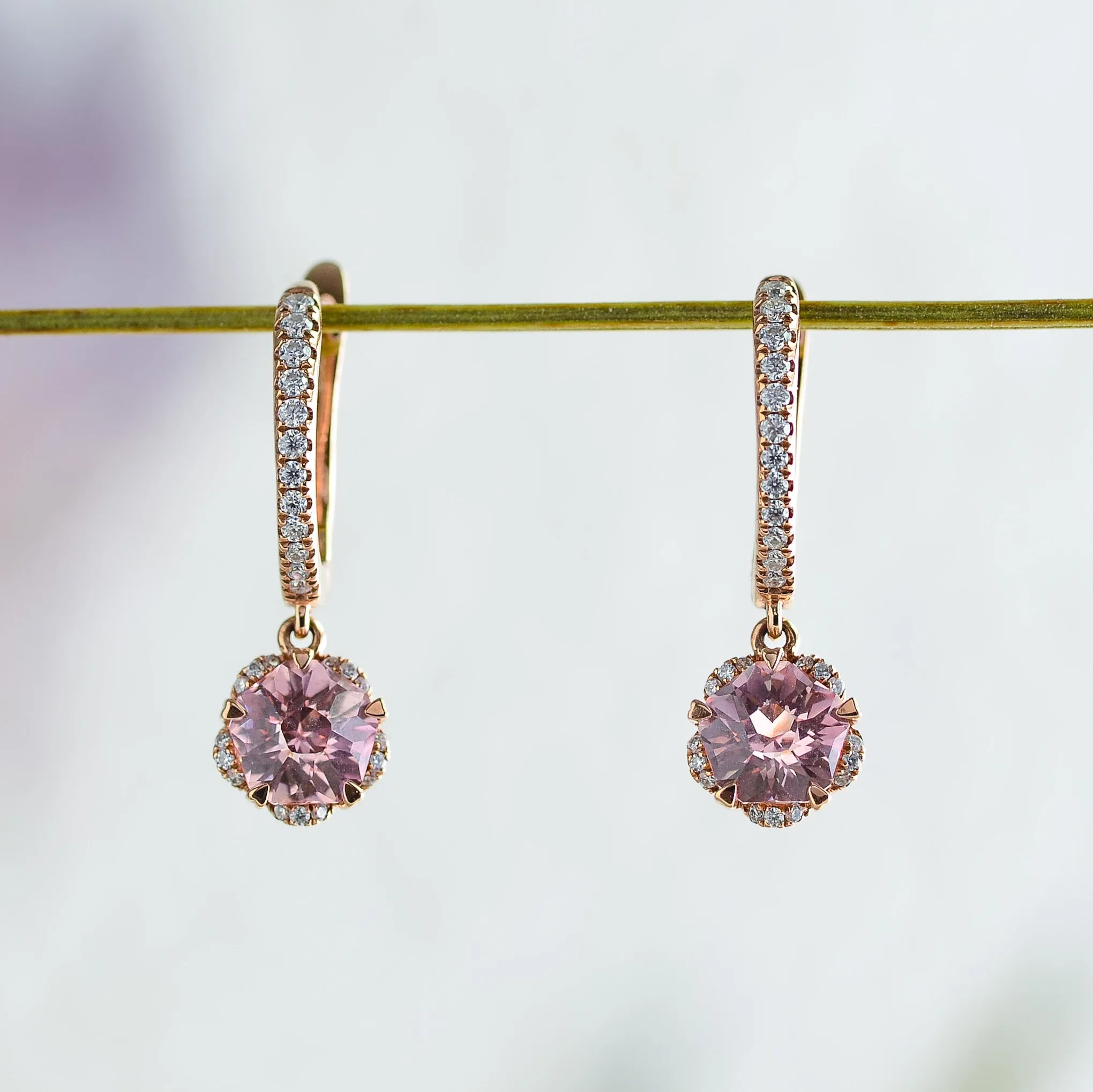 Hanaka | Cultured Rosé Sapphire Floral Drop Earrings