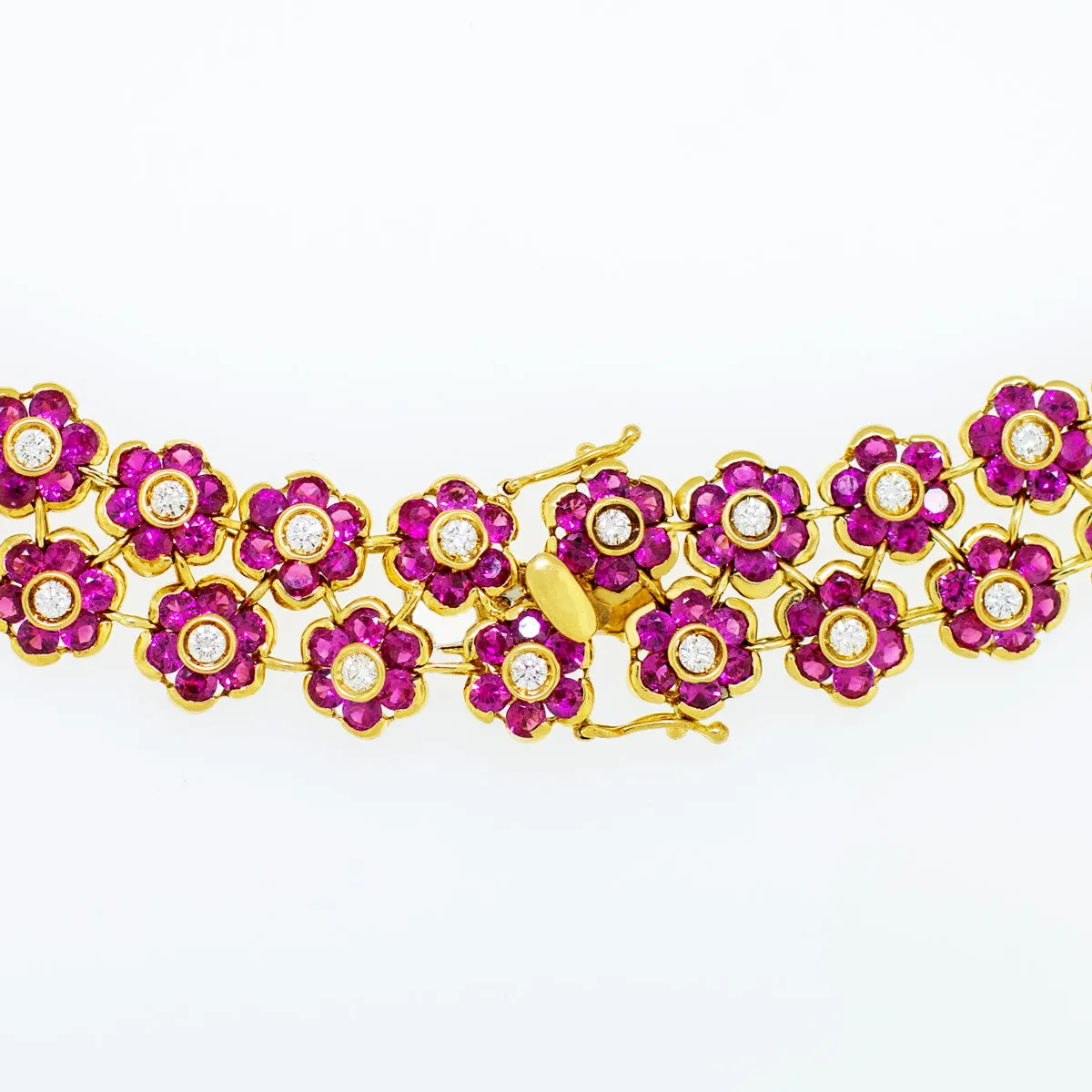 Handmade Italian Ruby & Diamond Necklace with Ruby, Diamond, & 18k Yellow Gold