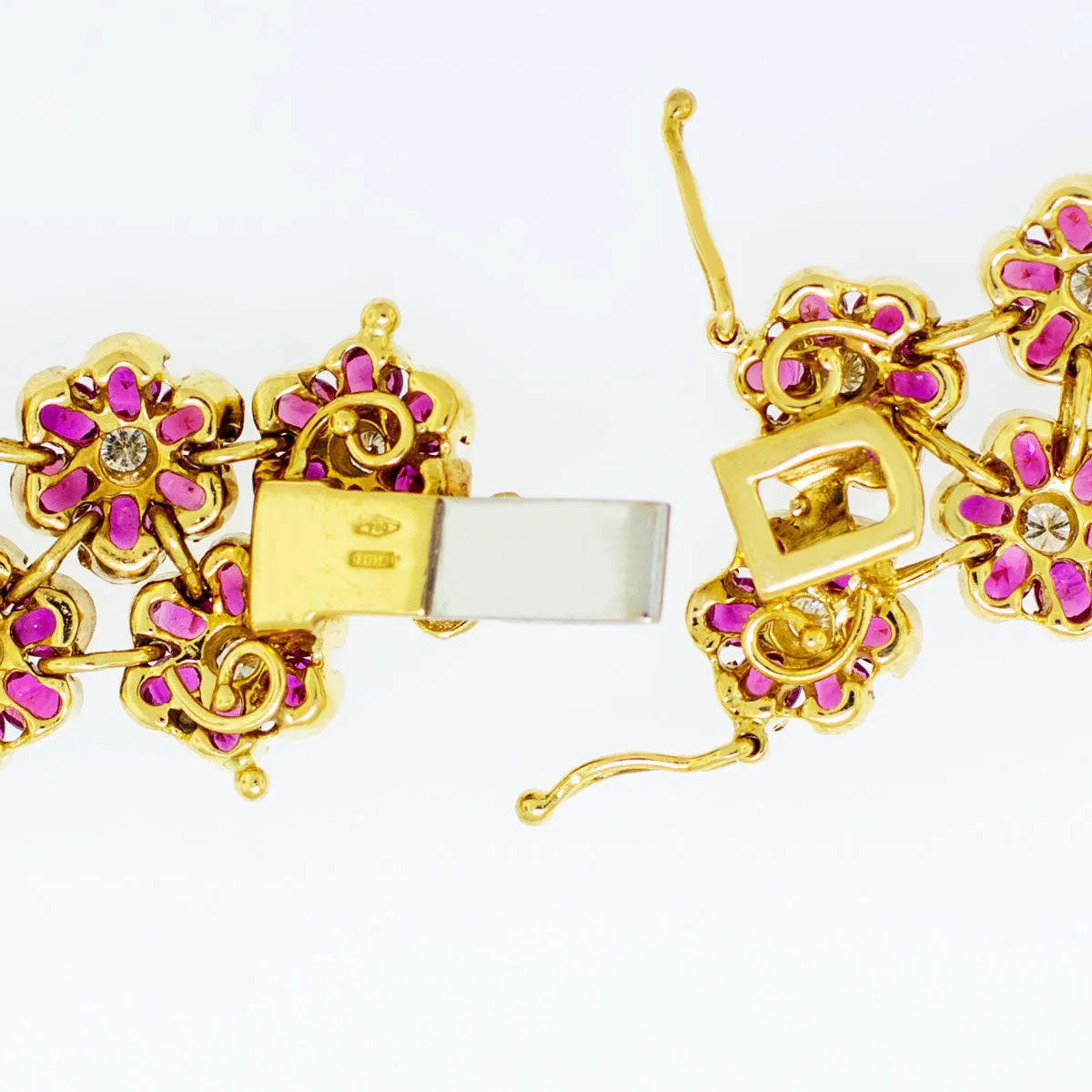 Handmade Italian Ruby & Diamond Necklace with Ruby, Diamond, & 18k Yellow Gold