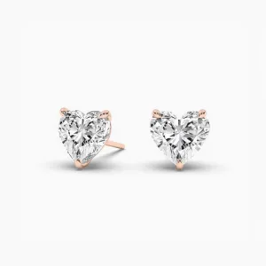 Heart Cut Solitaire Moissanite Diamond Stud Earrings