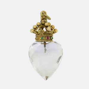Heart Rock Crystal 'W.E' Initial Pendant