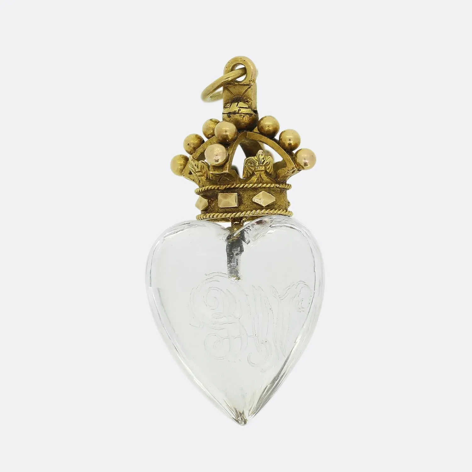 Heart Rock Crystal 'W.E' Initial Pendant