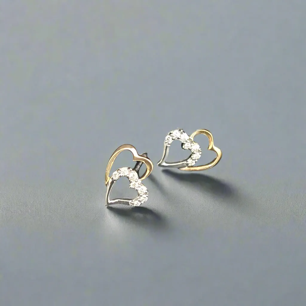 Heart To Heart Gold and Diamond Earrings