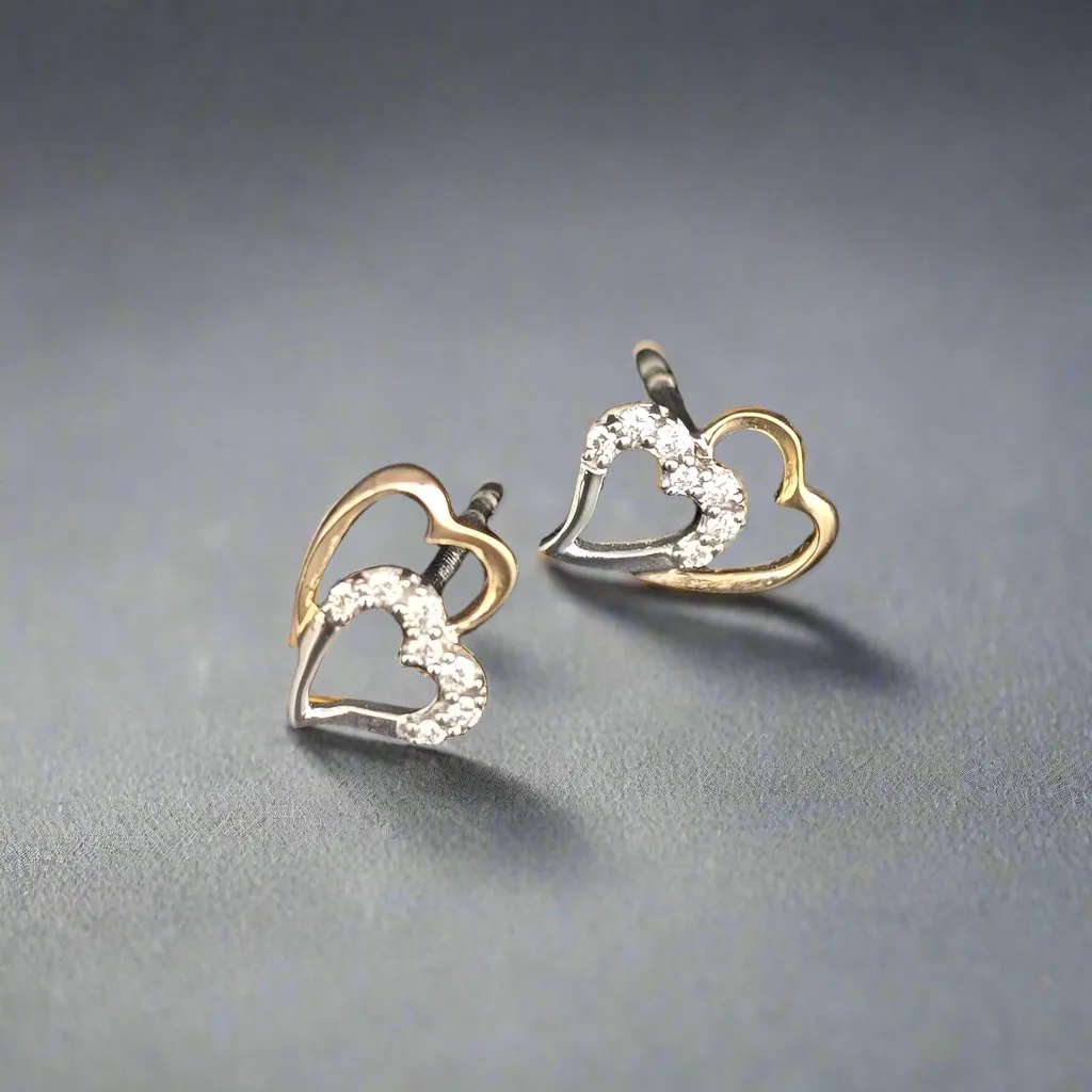 Heart To Heart Gold and Diamond Earrings