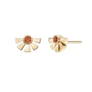 Helia Studs - Single Orange Sapphire