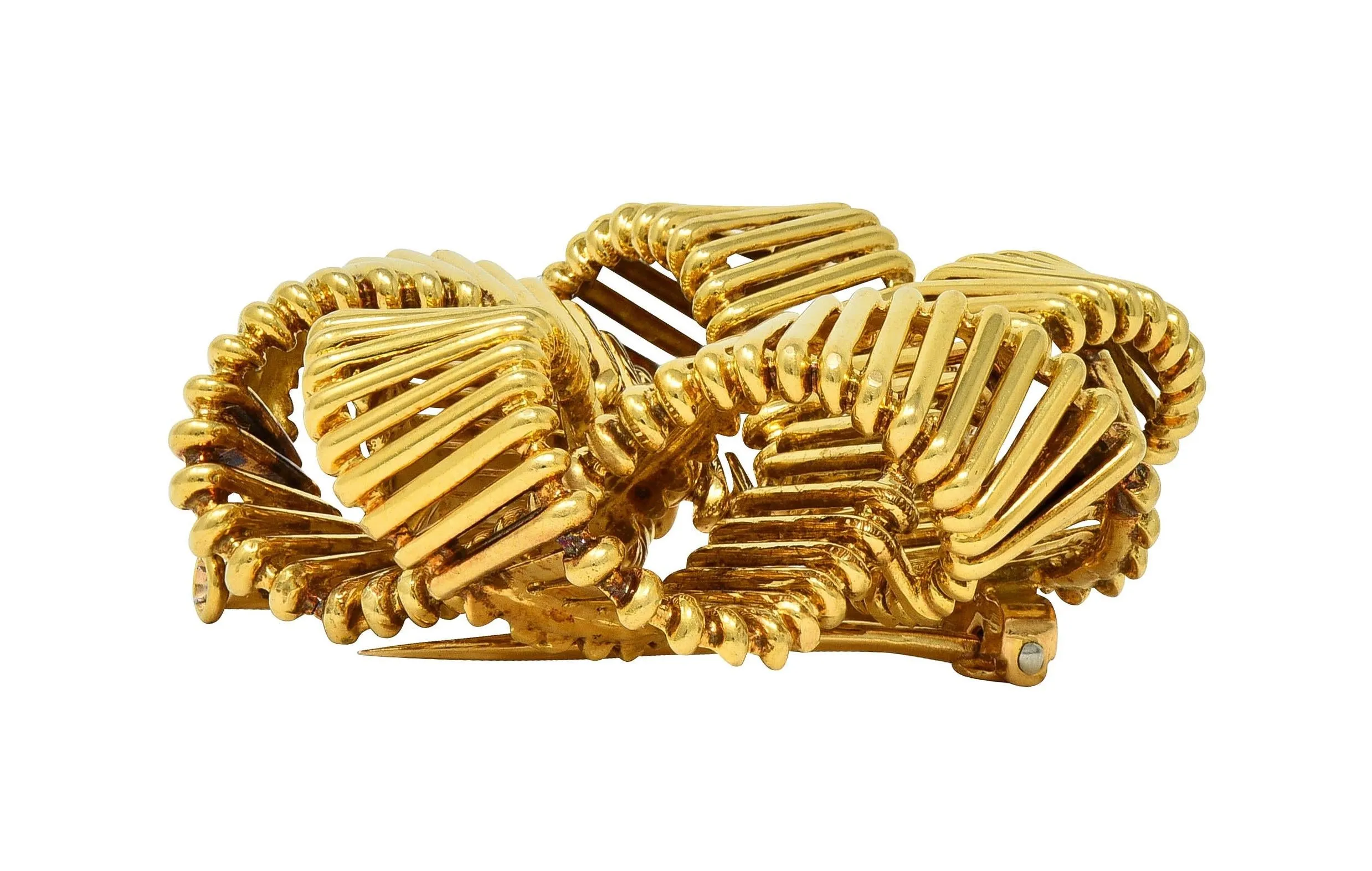 Hermès Paris 1958 18 Karat Yellow Gold Vintage Star Ribbon Knot Brooch