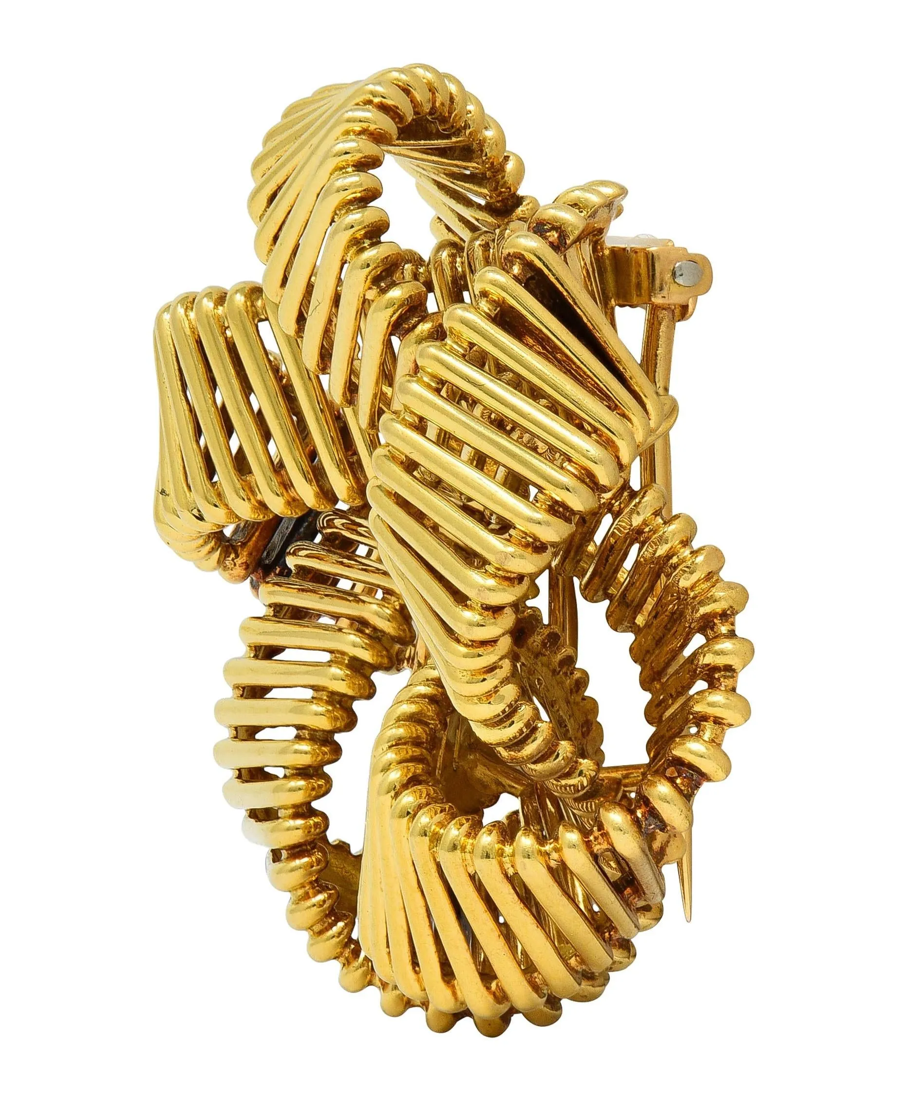 Hermès Paris 1958 18 Karat Yellow Gold Vintage Star Ribbon Knot Brooch