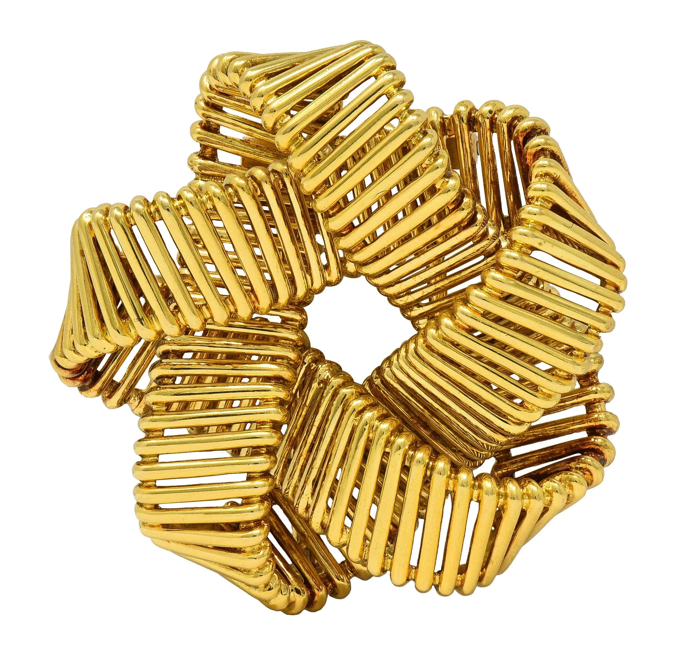 Hermès Paris 1958 18 Karat Yellow Gold Vintage Star Ribbon Knot Brooch