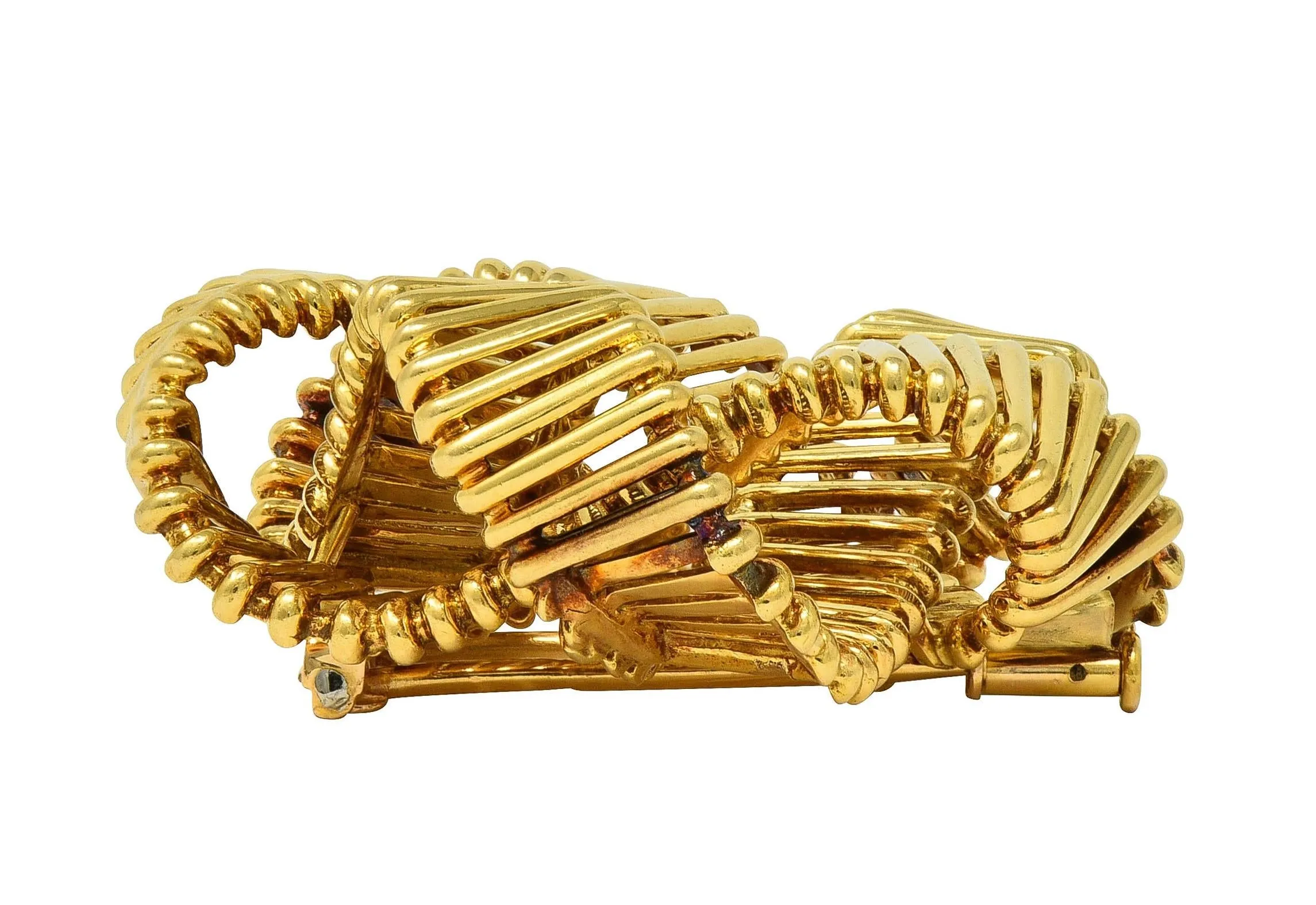 Hermès Paris 1958 18 Karat Yellow Gold Vintage Star Ribbon Knot Brooch