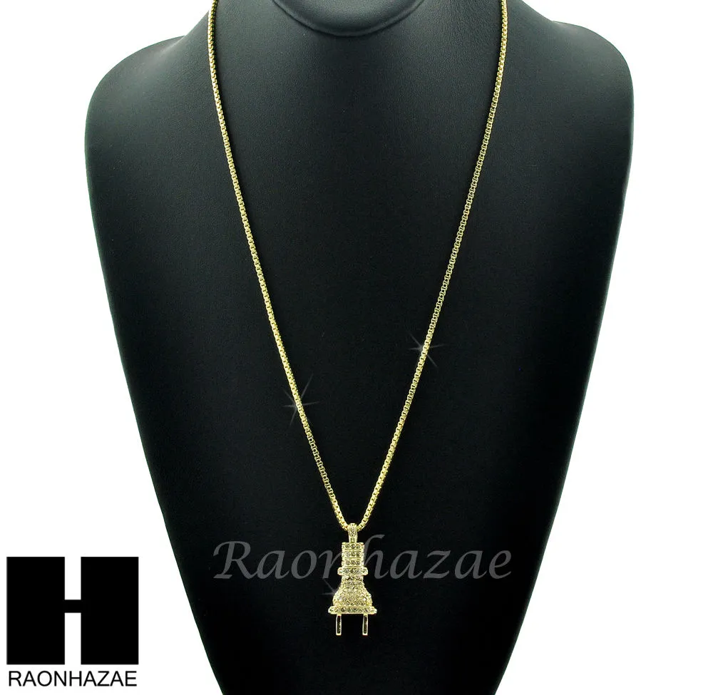 HIP HOP ELECTRIC PLUG / RED RUBY 24" BOX / CUBAN LINK CHAIN NECKLACES