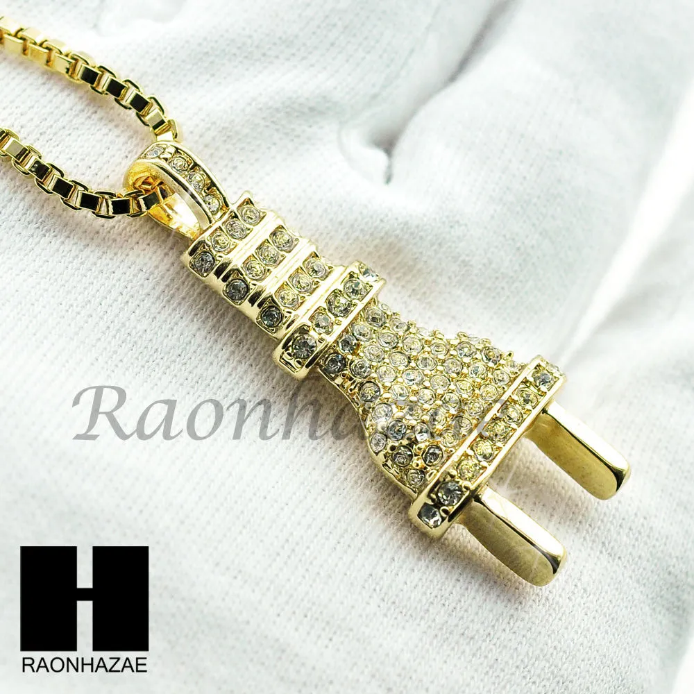 HIP HOP ELECTRIC PLUG / RED RUBY 24" BOX / CUBAN LINK CHAIN NECKLACES