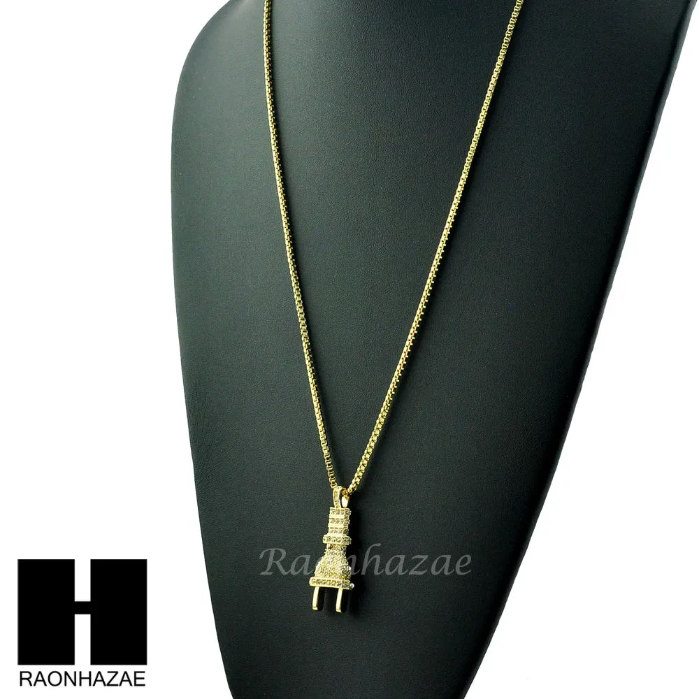 HIP HOP ELECTRIC PLUG / RED RUBY 24" BOX / CUBAN LINK CHAIN NECKLACES