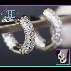 Iced Out Earrings | Mens diamond hoop earrings | Mens Diamond Earrings | Diamond Hoop Earrings