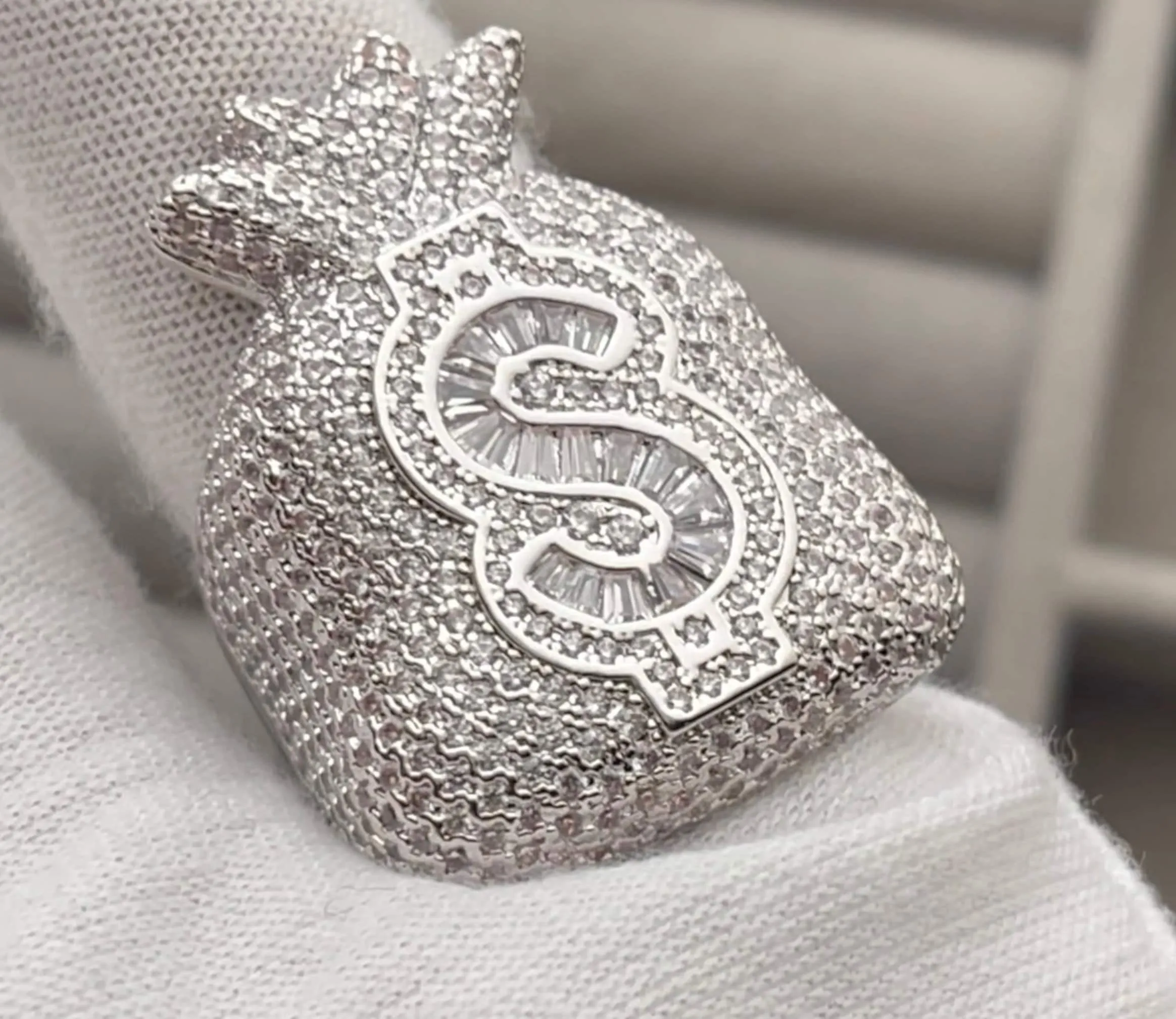 Iced Out Rings | Iced Out Ring | Mens Iced Out Ring | Womens Iced Out Ring | Dollar Sign Ring | Hip Hop Ring | Diamond Dollar Sign Ring