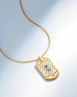 Infinite Light Blue Sapphire & Diamond Waterfall Dog Tag Pendant