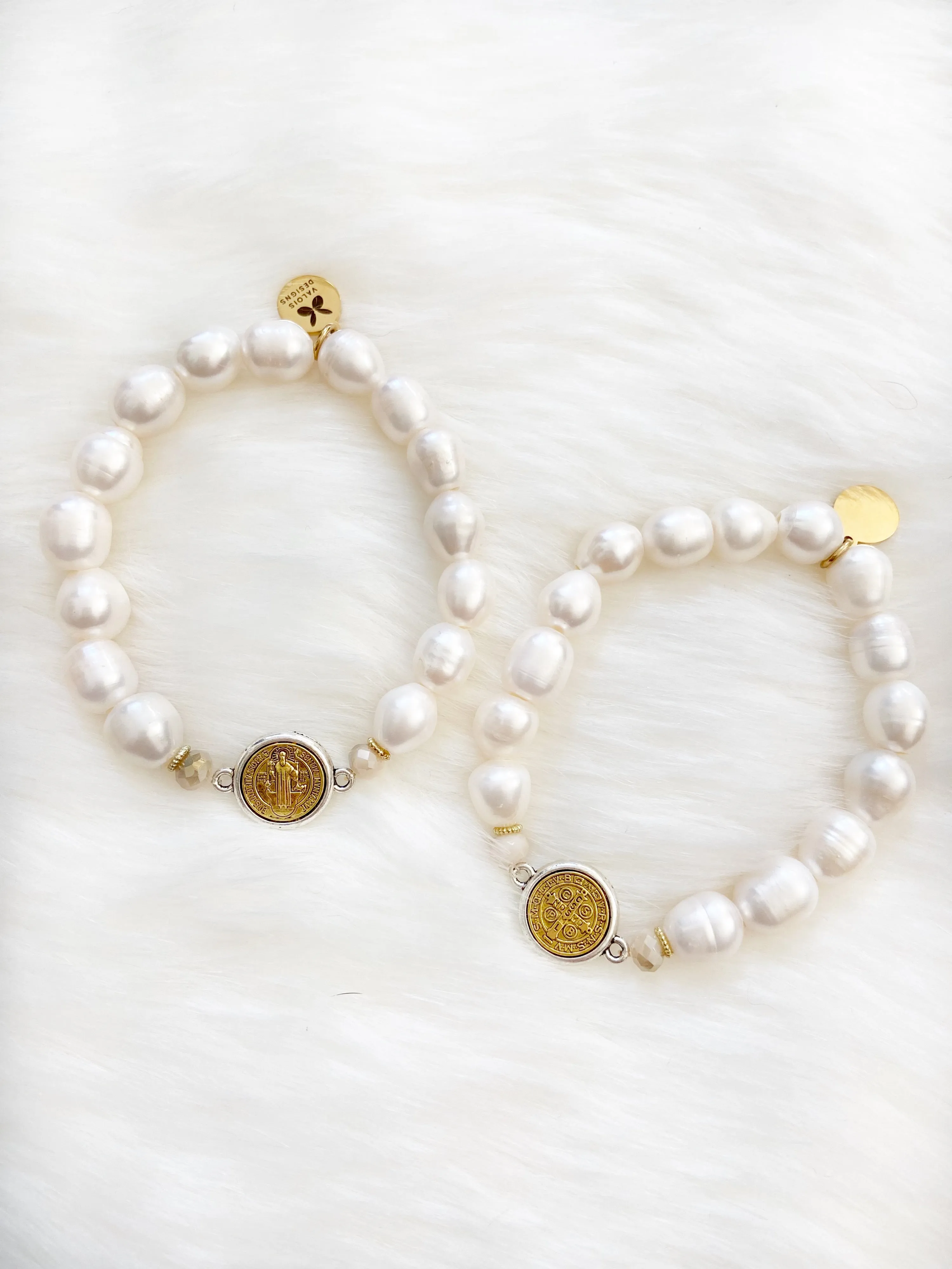 Ivory Freshwater Pearl St. Benedict Charm Bracelet