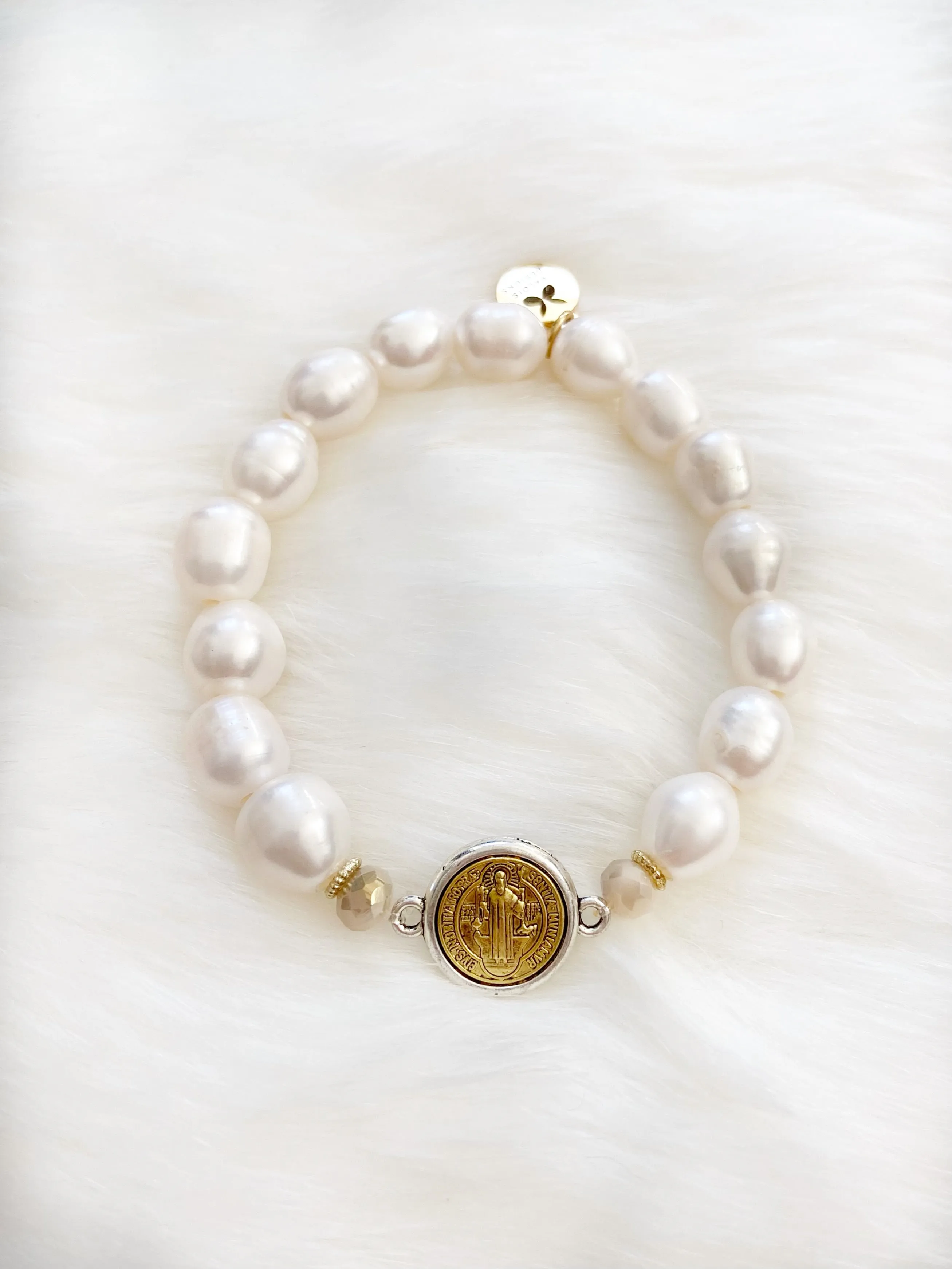 Ivory Freshwater Pearl St. Benedict Charm Bracelet