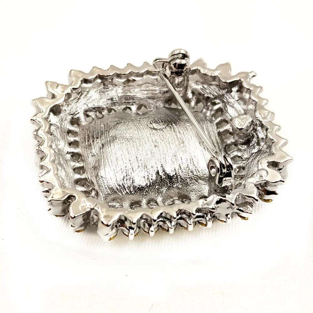Jewelblings Gothic Antique Micro Pave Clear Crystal Faceted Cut Black Stone Rectangle Brooches and Pins Art Deco Jewelry for Women Accessory