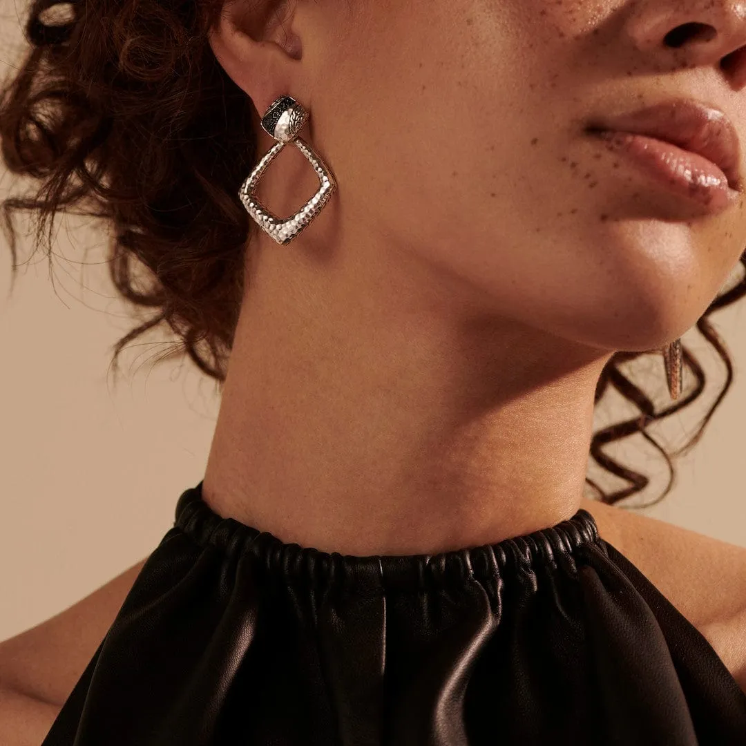 John Hardy Silver and Gemstone Chain Door-Knocker Transformable Earrings