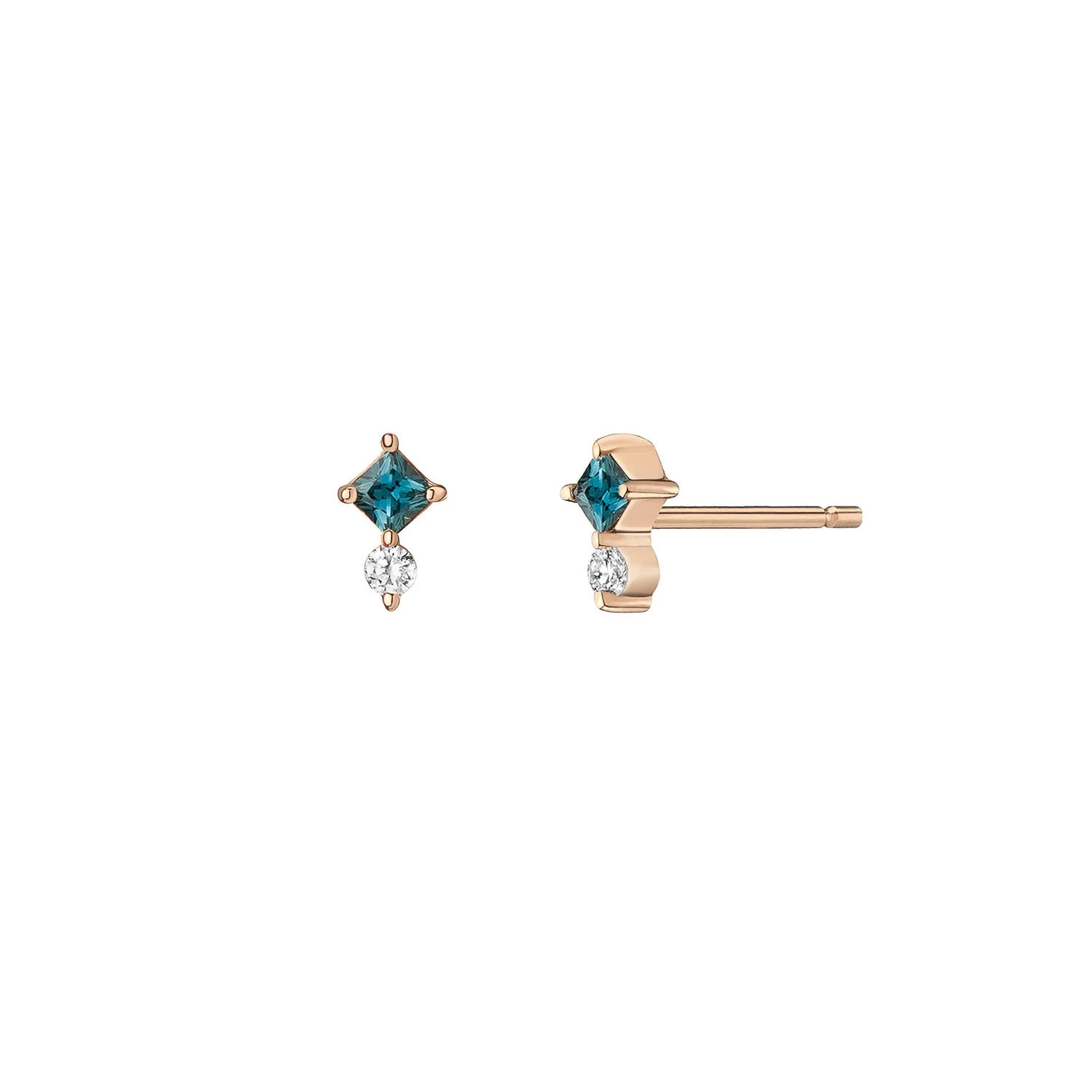 Juno Mini Studs ~ Teal Sapphire