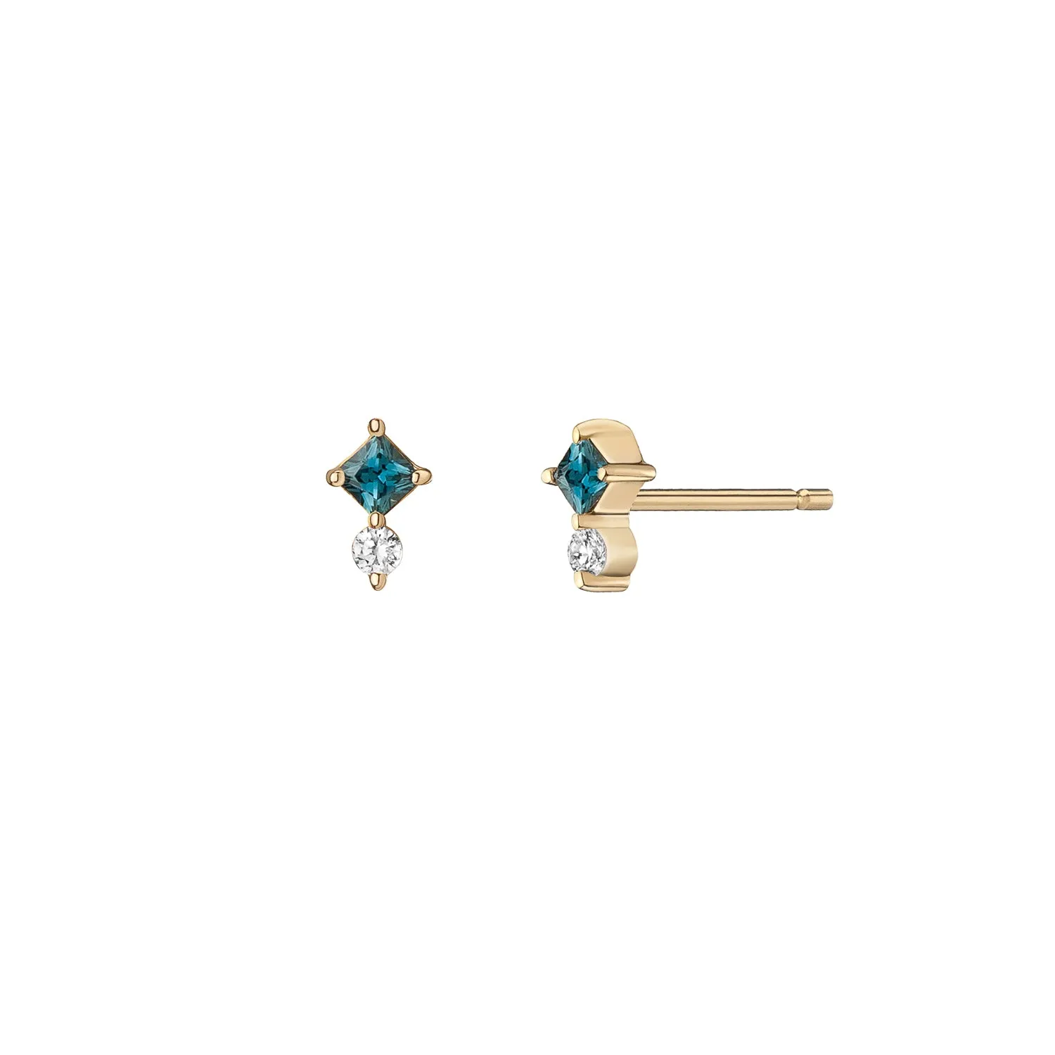 Juno Mini Studs ~ Teal Sapphire