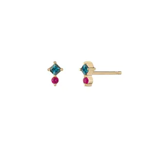 Juno Mini Studs ~ Teal Sapphire