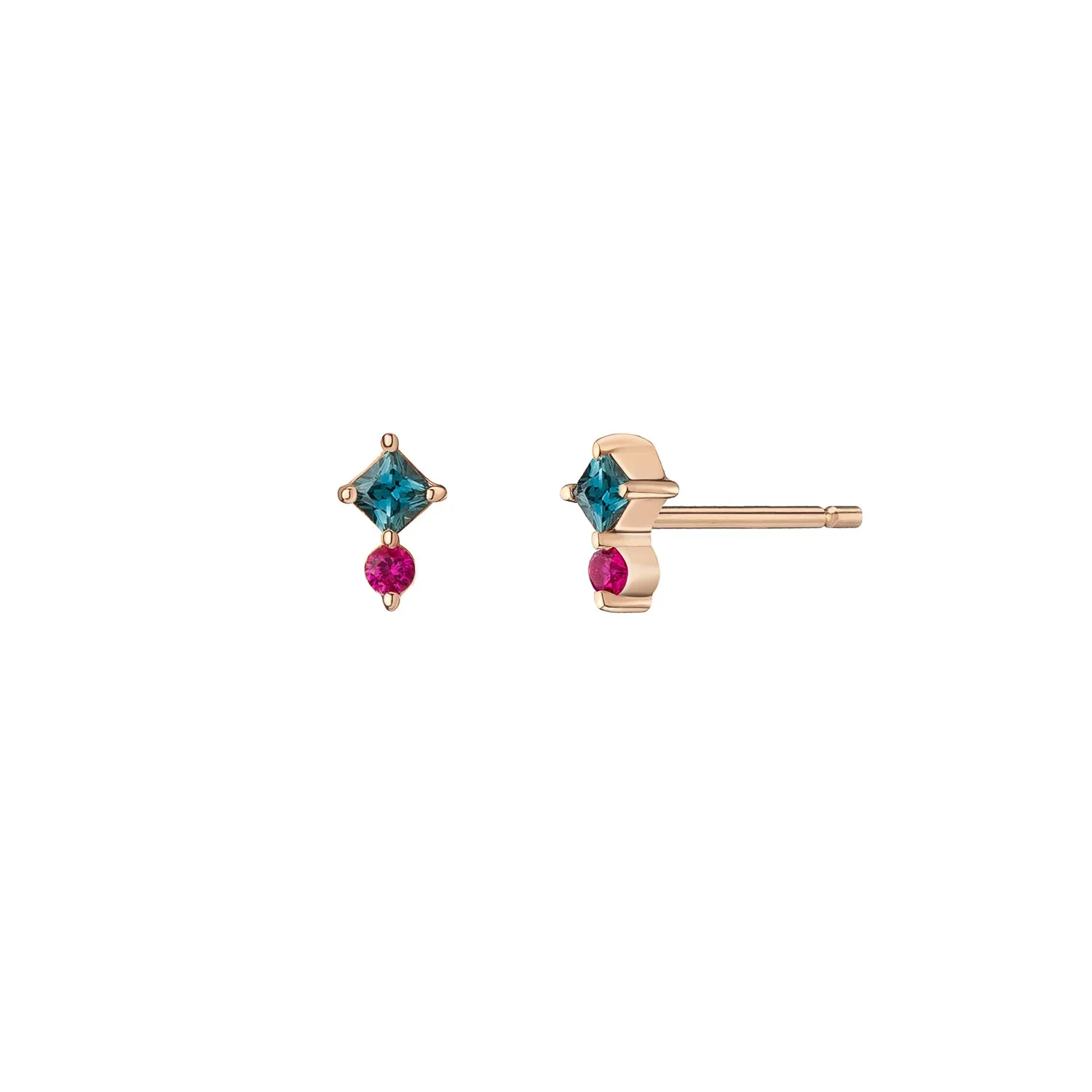 Juno Mini Studs ~ Teal Sapphire