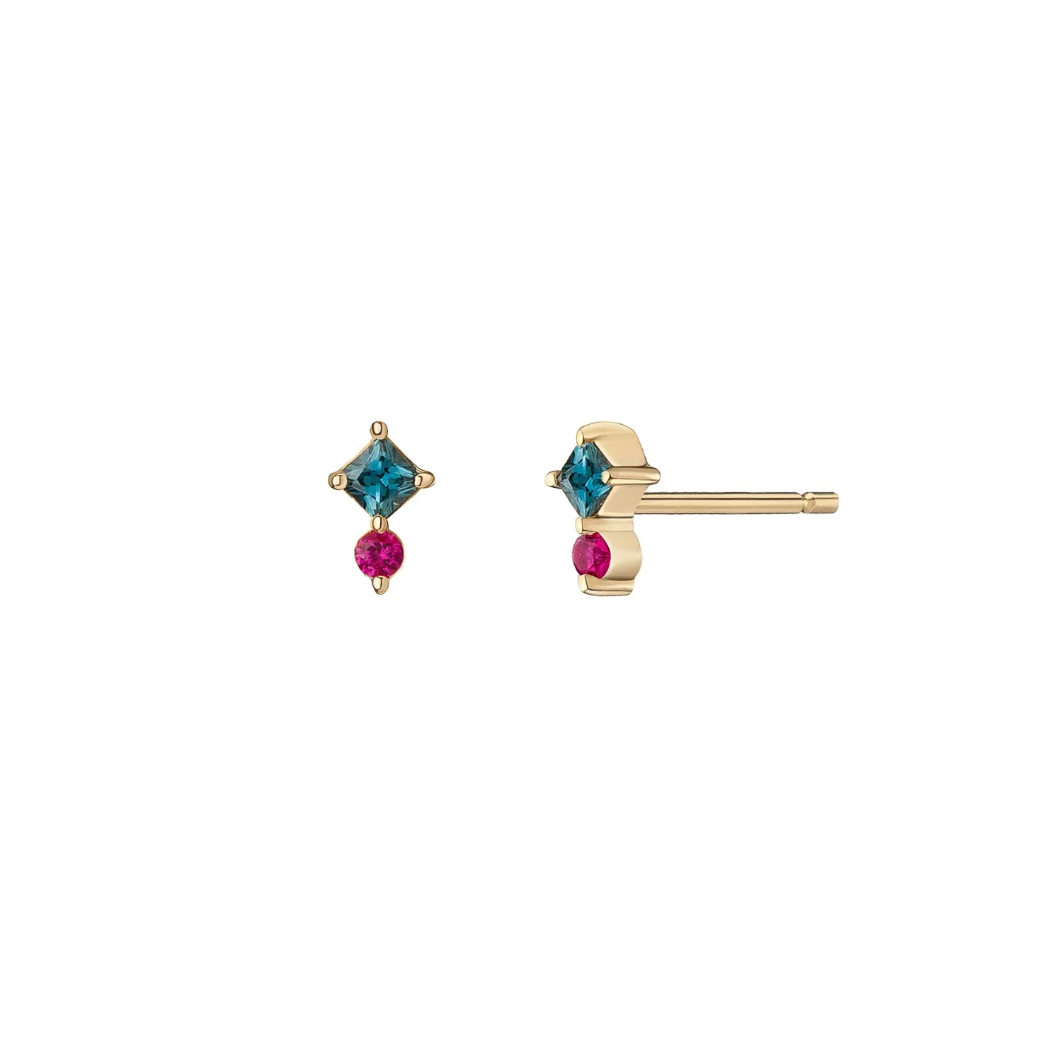 Juno Mini Studs ~ Teal Sapphire