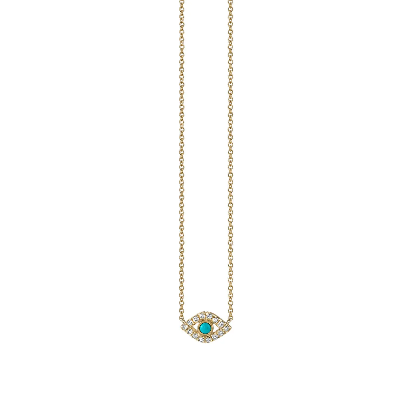 Kids Collection Gold & Diamond Mini Bezel Eye Necklace