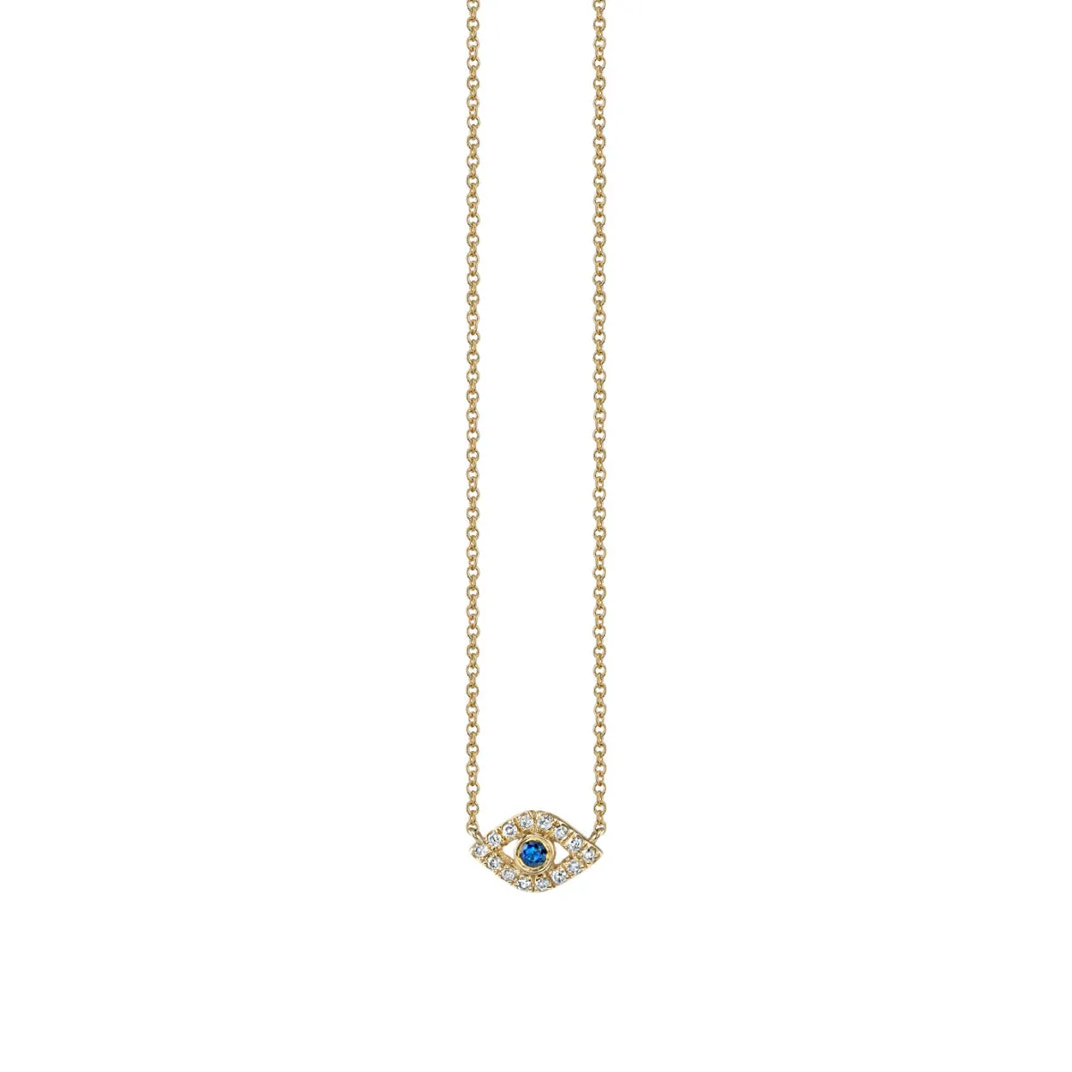 Kids Collection Gold & Diamond Mini Bezel Eye Necklace