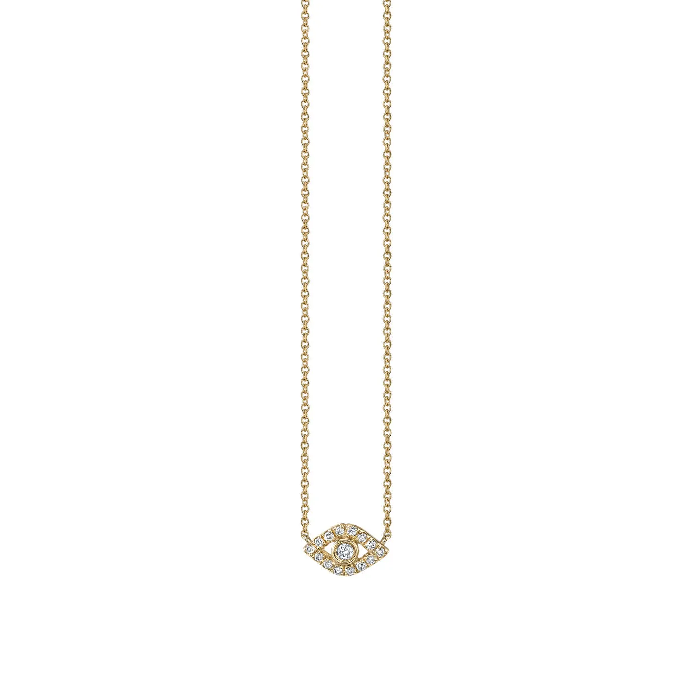 Kids Collection Gold & Diamond Mini Bezel Eye Necklace