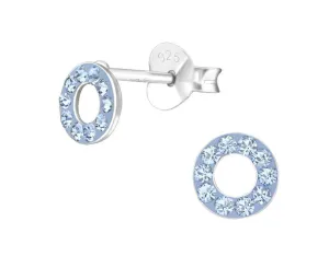 Kid's Silver Light Sapphire Circle Stud Earrings