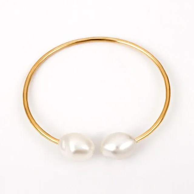 KMVEXO Baroque Irregular Simulated Pearls Gold Color Bracelets for Women Girls Summer Party Wedding Jewelry Bangles Gifts 2019
