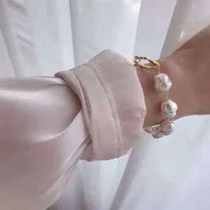 KMVEXO Baroque Irregular Simulated Pearls Gold Color Bracelets for Women Girls Summer Party Wedding Jewelry Bangles Gifts 2019