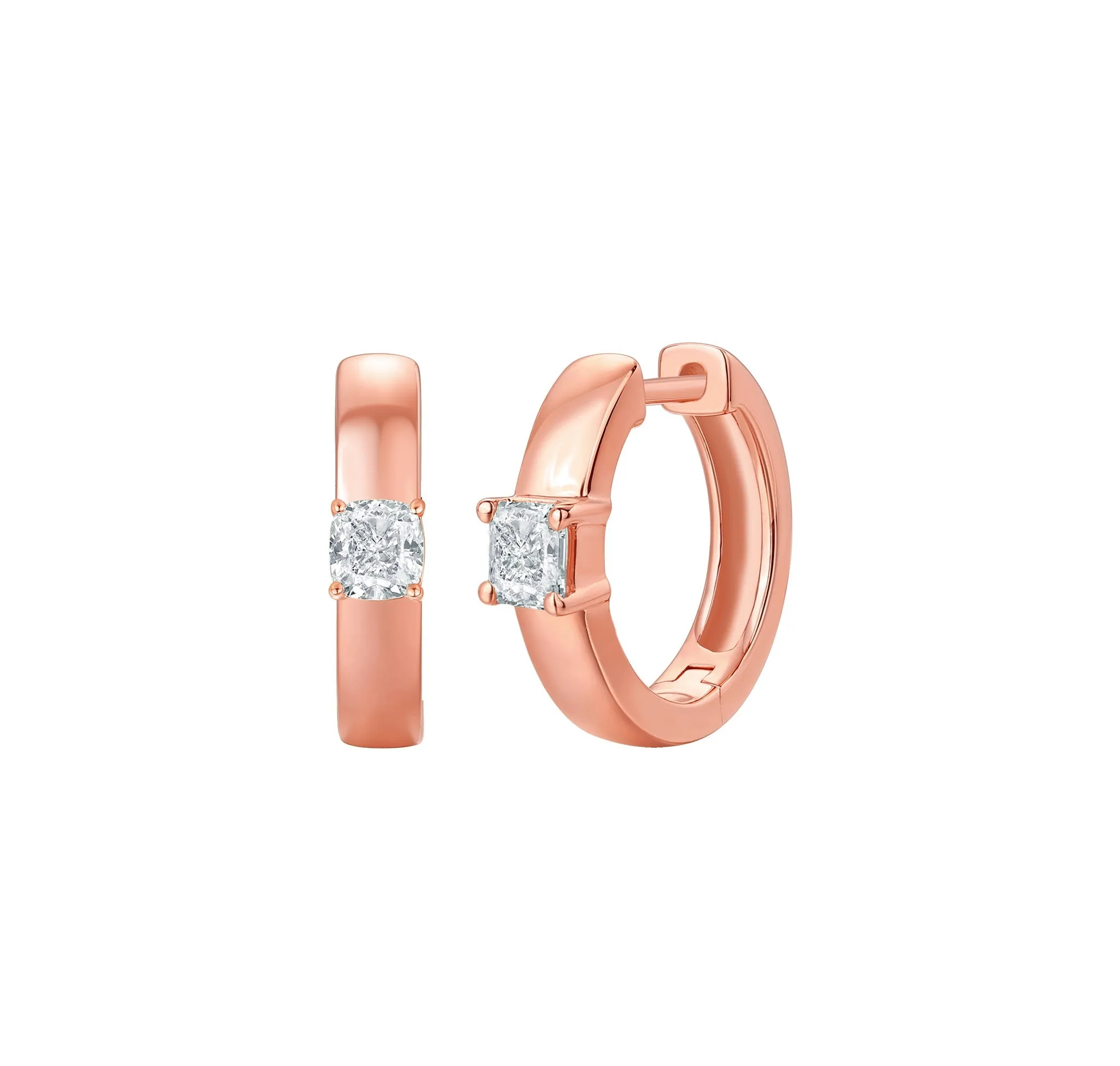Lab Grown Diamond 0.60ct Cushion mini hoop Earrings