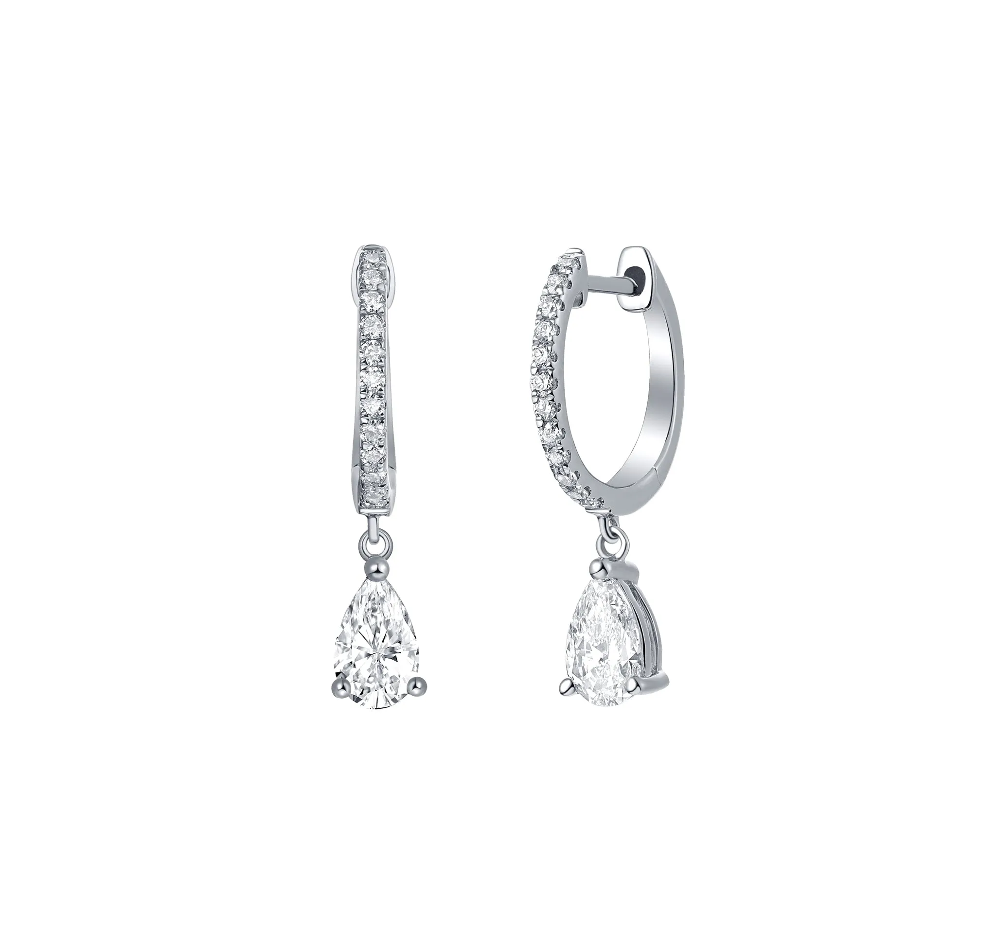 Lab Grown Diamond 0.75ct Pear Dangling hoop Earrings