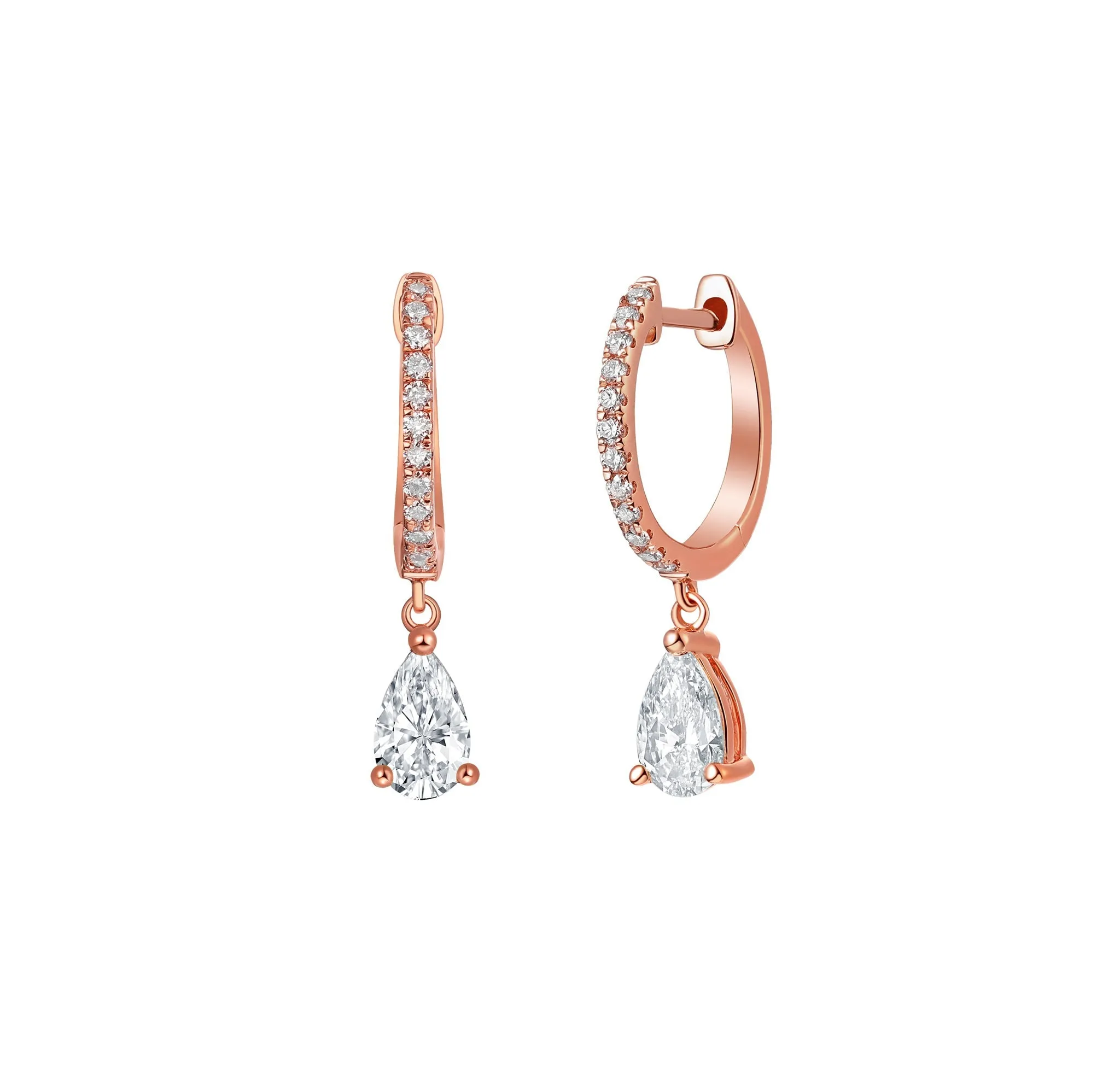 Lab Grown Diamond 0.75ct Pear Dangling hoop Earrings