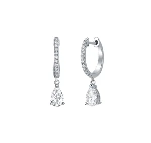 Lab Grown Diamond 0.75ct Pear Dangling hoop Earrings