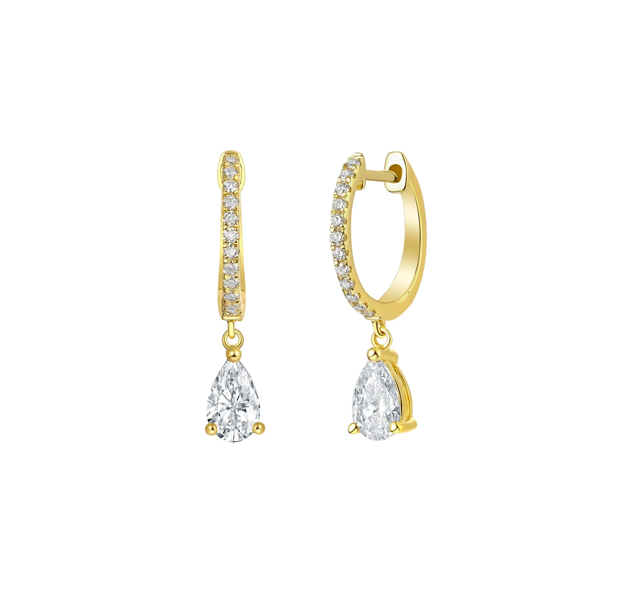 Lab Grown Diamond 0.75ct Pear Dangling hoop Earrings