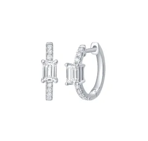 Lab Grown Diamond 0.78ct Emerald mini hoop Earrings
