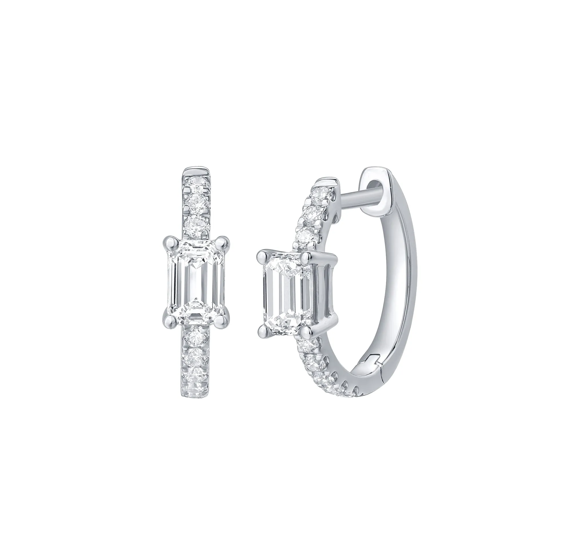 Lab Grown Diamond 0.78ct Emerald mini hoop Earrings