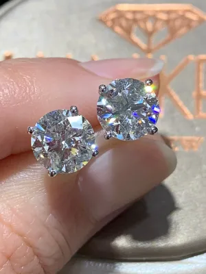 Ladies Diamond Stud Earrings 4.06cts Certified