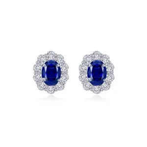 Lafonn Fancy Lab-Grown Sapphire Halo Stud Earrings