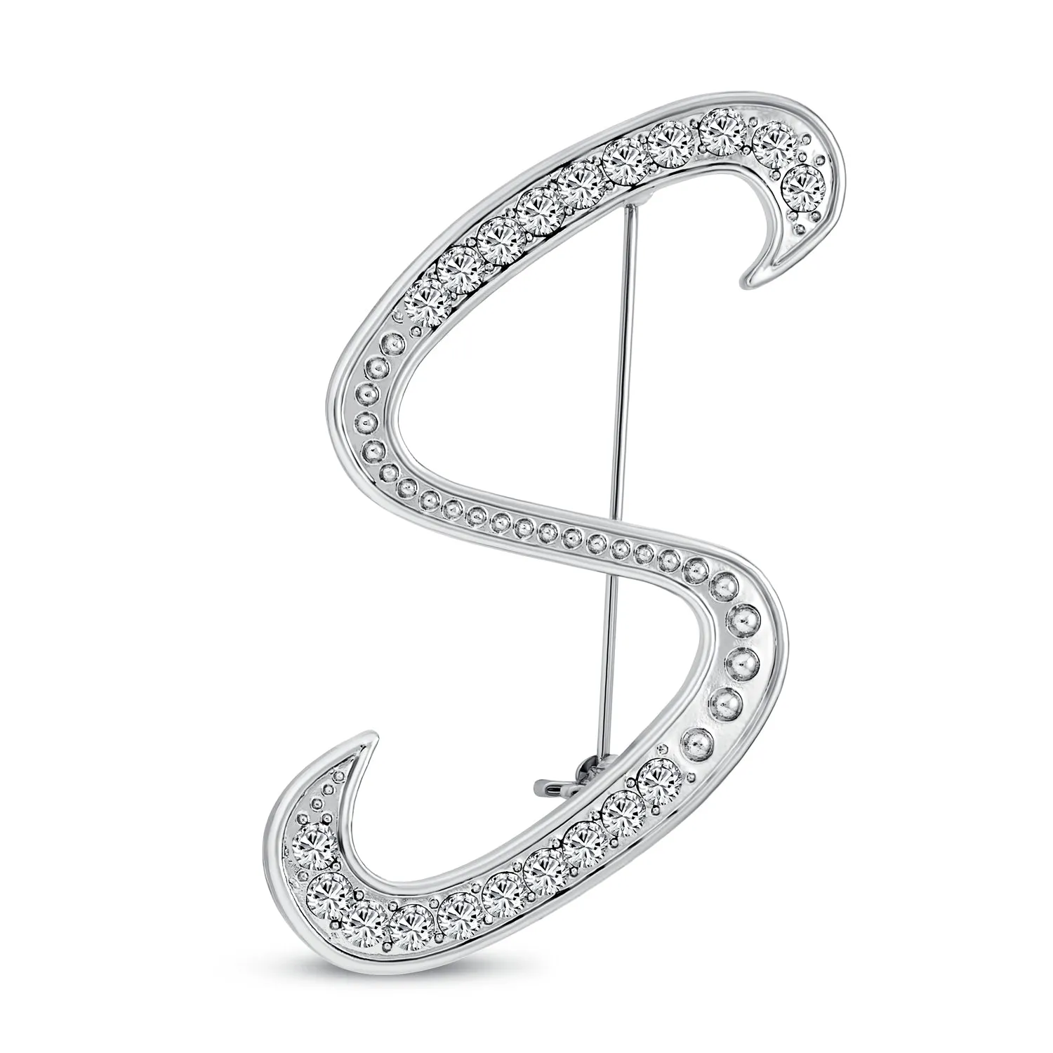 Large Statement ABC Pave Crystal Monogram Brooche Pin in Gold or Silver Plated