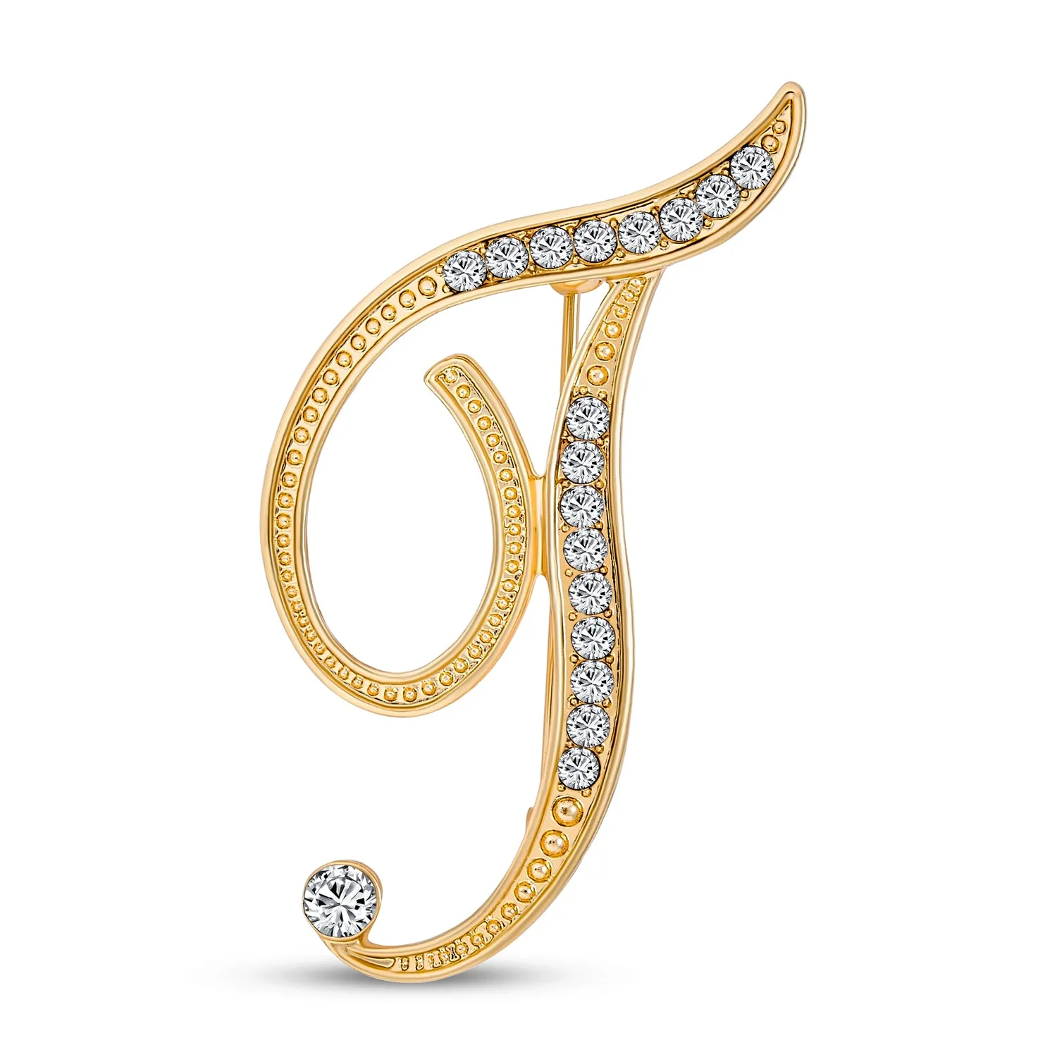 Large Statement ABC Pave Crystal Monogram Brooche Pin in Gold or Silver Plated