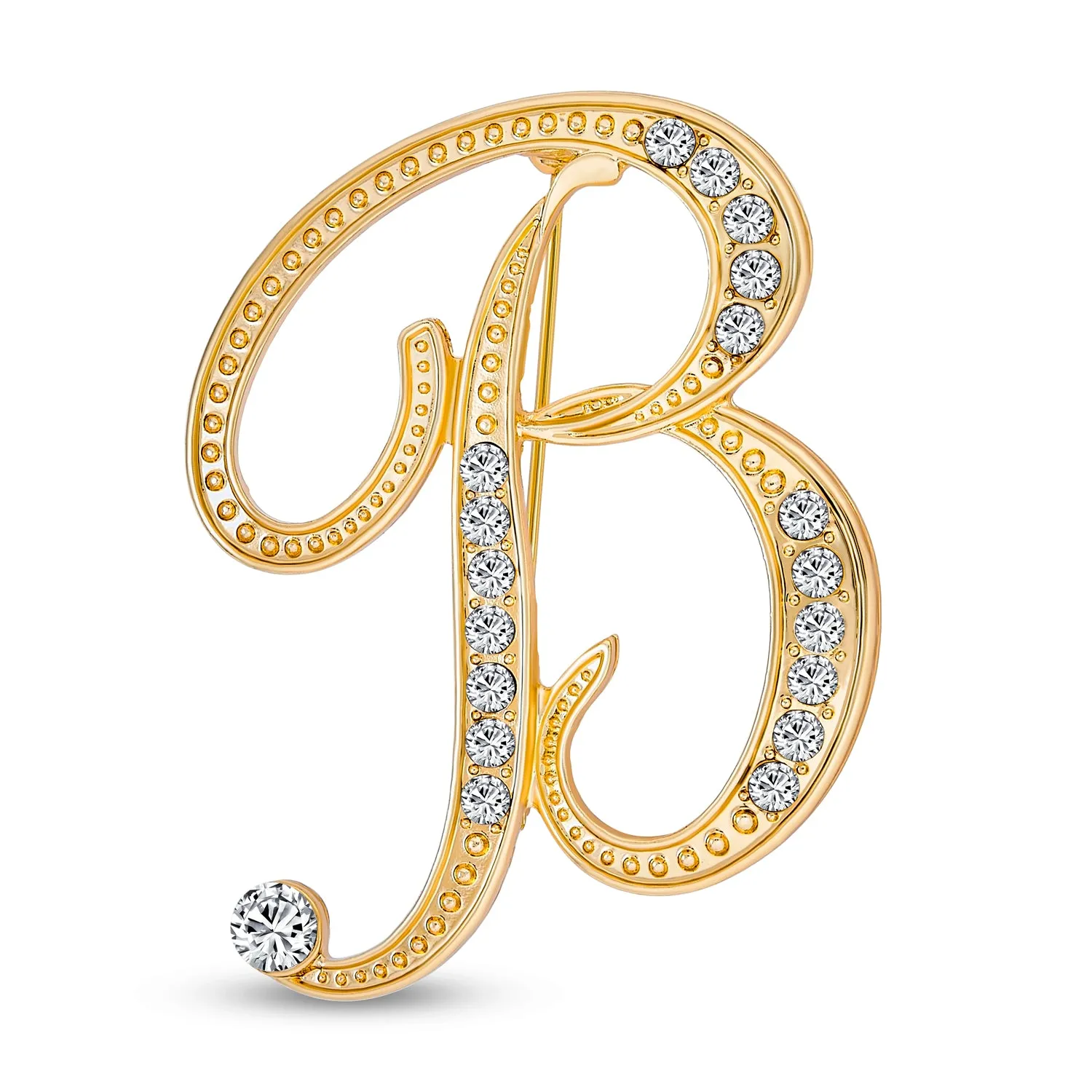 Large Statement ABC Pave Crystal Monogram Brooche Pin in Gold or Silver Plated